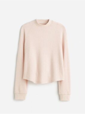 Madewell Waffle Knit Long Sleeve Crewneck Tee Blush Pink
